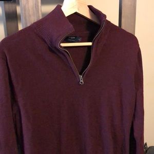 J Crew Maroon Quarter Zip Knit Sweater